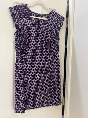 Tyler Boe Navy and Pink Ruffle Sleeve Dress